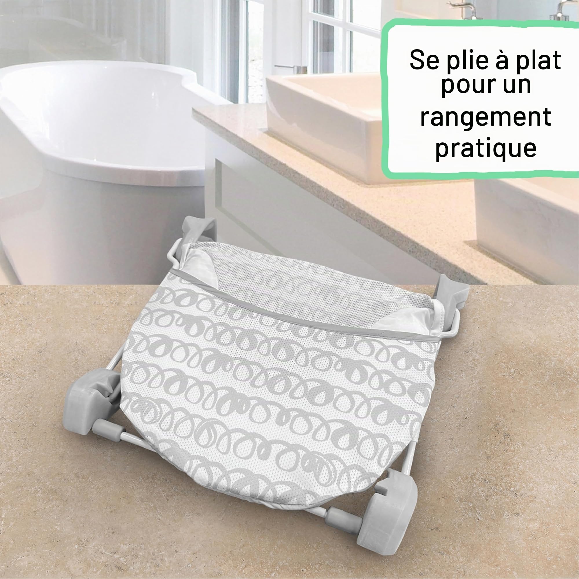 INGENUITY Transat de bain pour bébé pliable gris