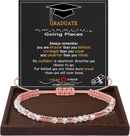 Btysun Morse Code Bracelets for Women Christmas Gift Stocking Stuffers for Teens Pink Braided Bracelets Inspirational Best Friend Birthday Gifts for Her High School Graduation Gifts for Her 2025 Mom Bracelet Jewelry