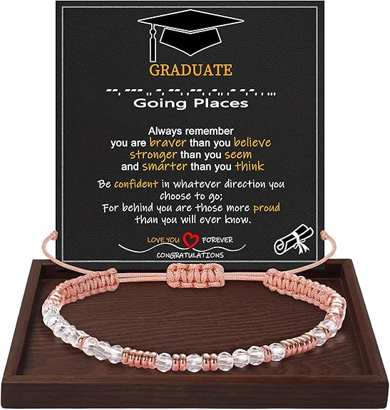 Btysun Morse Code Bracelets for Women Christmas Gift Stocking Stuffers for Teens Pink Braided Bracelets Inspirational Best Friend Birthday Gifts for Her High School Graduation Gifts for Her 2025 Mom Bracelet Jewelry