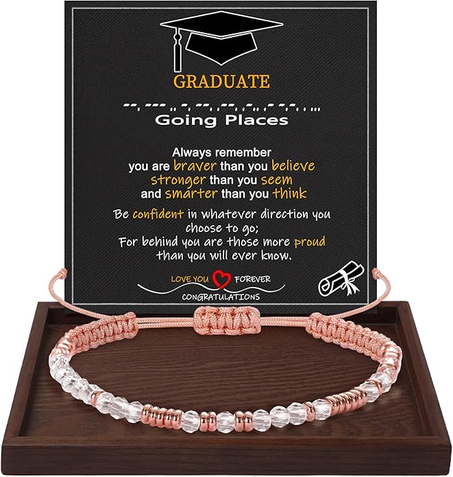 Btysun Morse Code Bracelets for Women Christmas Gift Stocking Stuffers for Teens Pink Braided Bracelets Inspirational Best Friend Birthday Gifts for Her High School Graduation Gifts for Her 2025 Mom Bracelet Jewelry