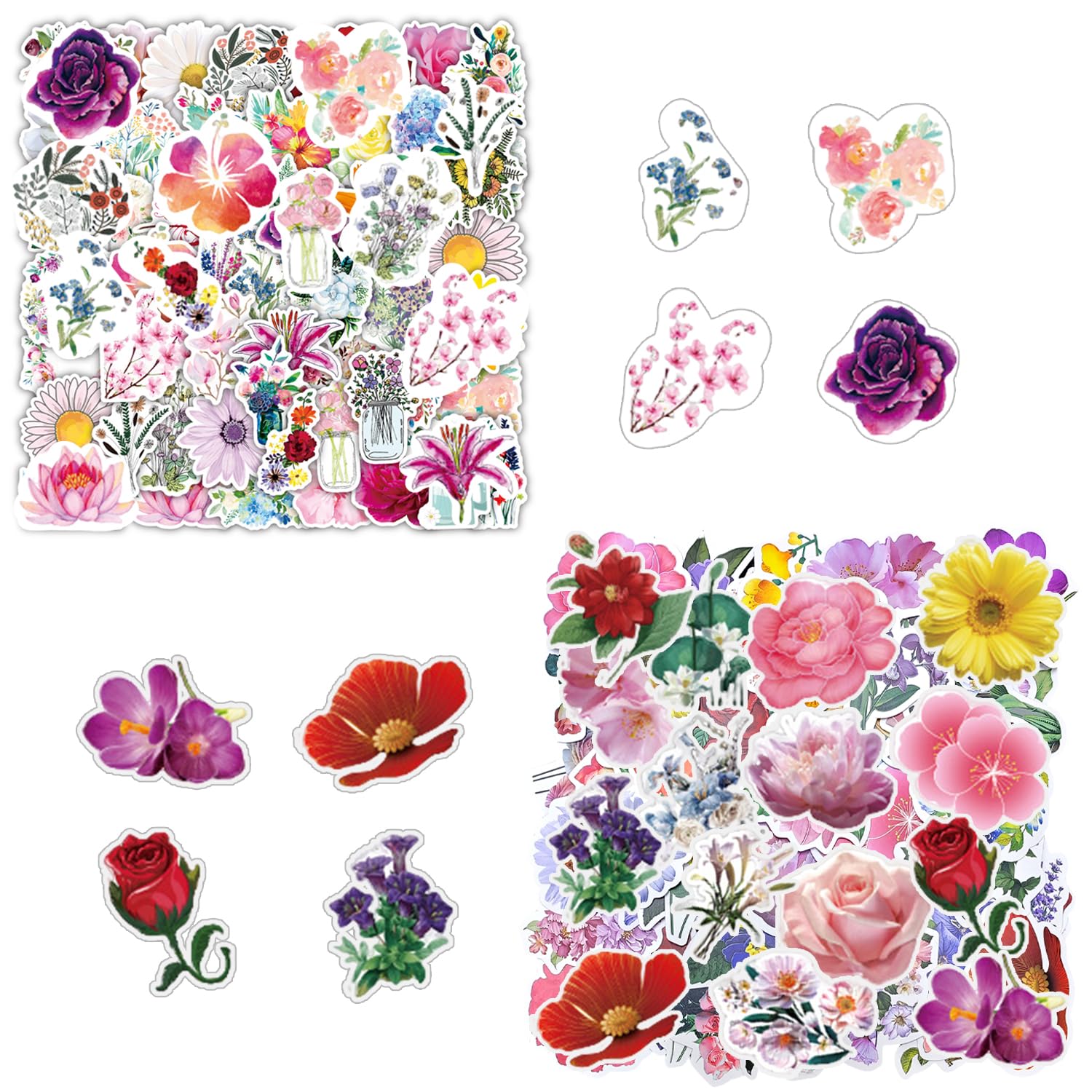 RNSKFG 110 Flower Doodle Stickers, Cartoon Floral Stickers, Waterproof Stickers, Can Decorate Suitcases, Notebooks, Photo Albums.