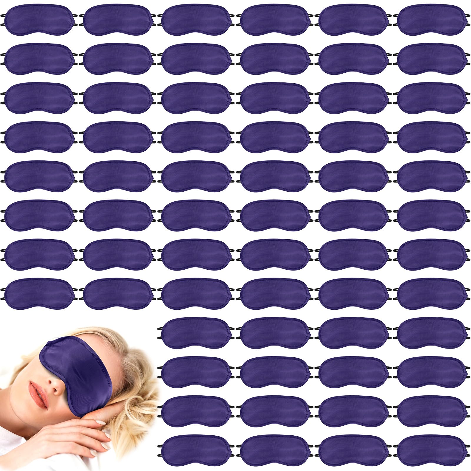 Photo 1 of Tarpop 200 Pcs Eye Mask Sleeping Blindfold Eye Cover with Adjustable Strap for Games Party Team Building Travel Individually Wrapped Sleep Mask for Women Men (Purple)