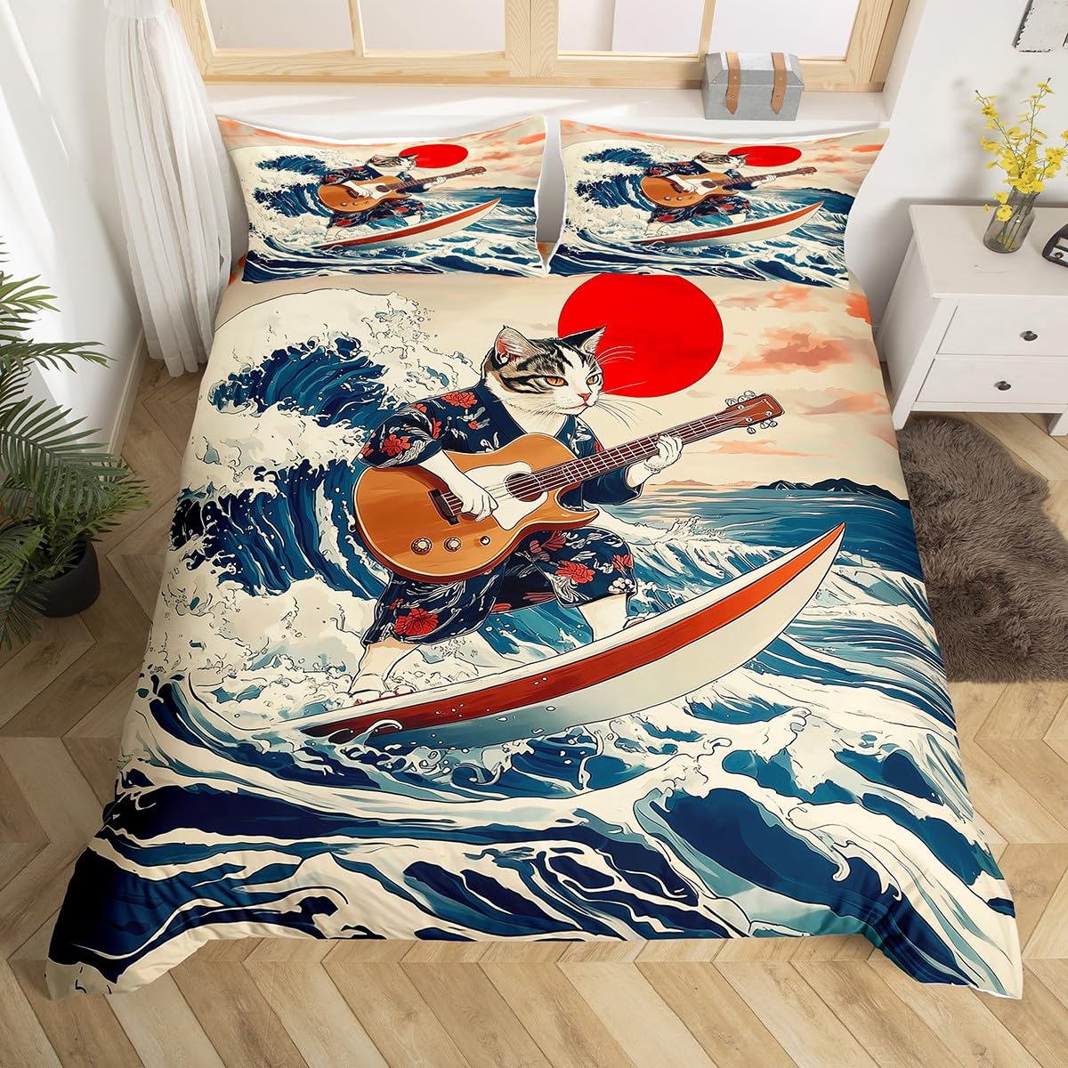 Parure de lit chat pour lit double junior pour chambre fille et garçon