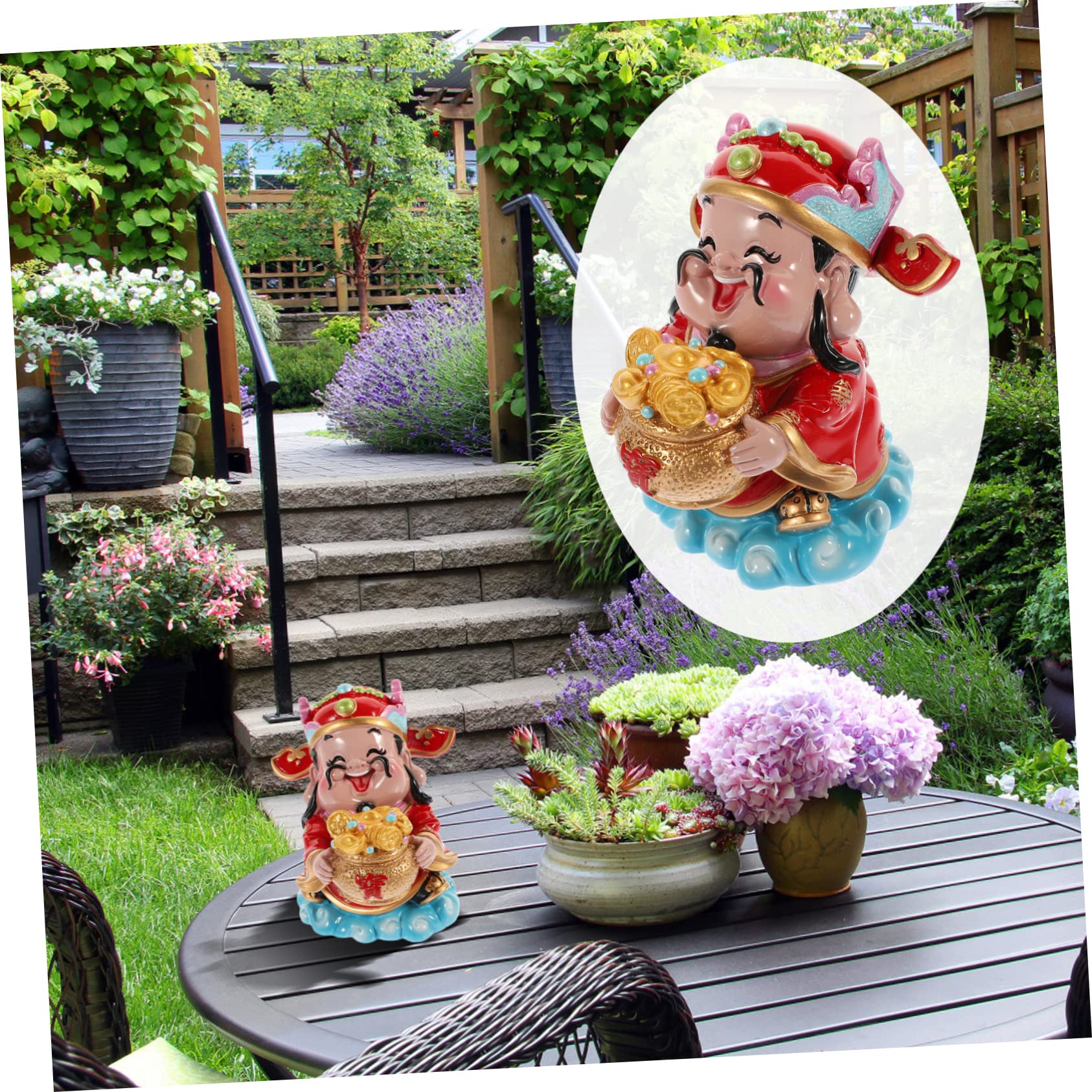 Alipis 2 Stück des Reichtums Ornamente Büro Heimdekorationen Dekorative Cartoon Statuen Innendekoration Chinesisches Maskottchen Wencaishen Glück Kuchen Topper Auto