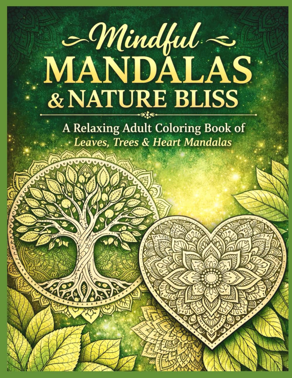 Mindful Mandalas & Nature Bliss: A Relaxing Adult Coloring Book of Leaves, Trees & Heart Mandalas