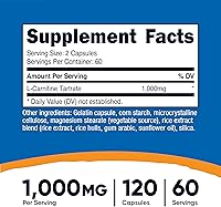 Vista 2 de Nutricost Tartrato de L-carnitina 1000 mg, 120 cápsulas - 500 mg por cápsula (60 porciones)