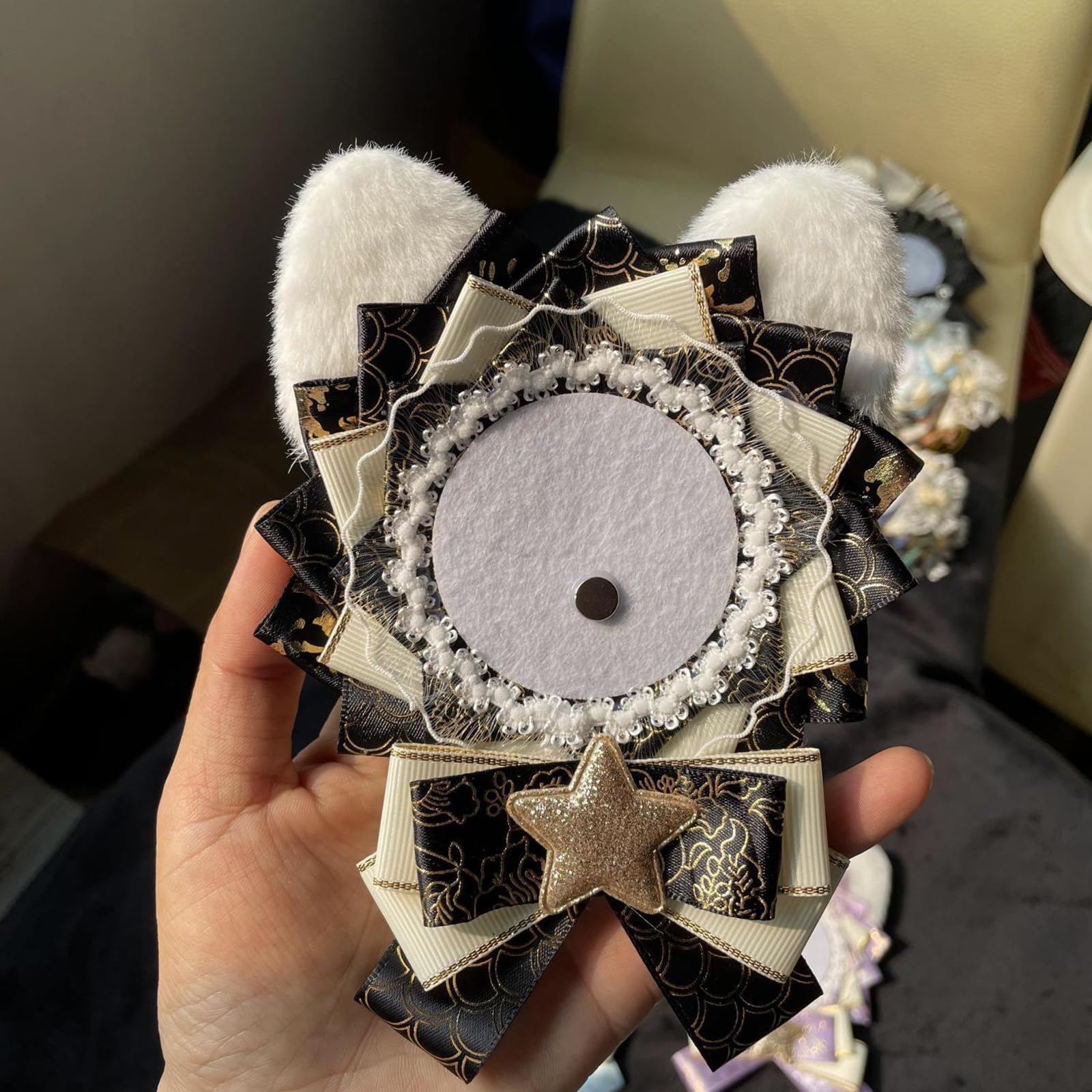 Amazon | ネコ耳 缶バッジ用ロゼット 缶バッチロゼット 猫耳