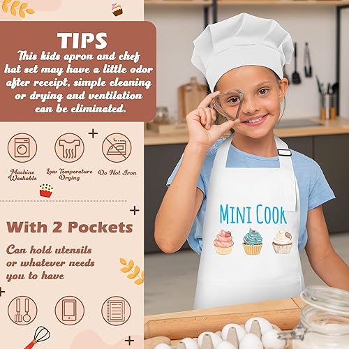 Miniatura 154 de R HORSE Juego de 2 delantales para niños y sombrero de chef, delantal de cocina azul ajustable para niños, kit de pintura y entrenamiento