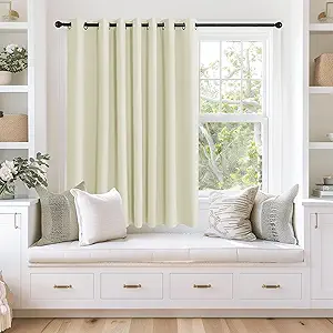 NICETOWN Blackout Curtains 63 inches Long for Living Room Bedroom, Grommet Thermal Insulated Room Divider Drape Window Treatment for Sliding Patio Door, W100 x L63, 1 Panel, Beige