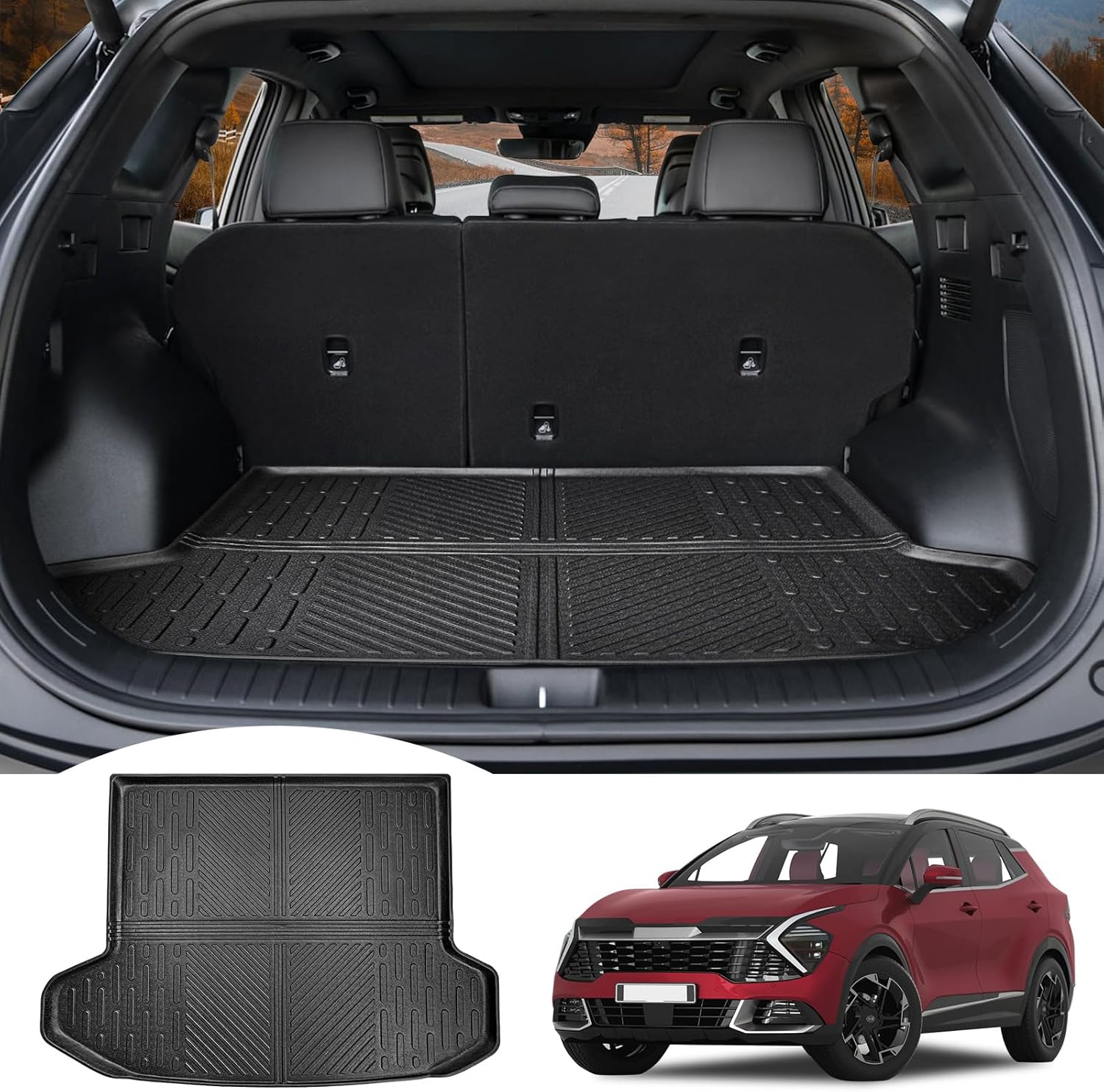 Cargo Mat Fit for 2023 2024 Kia Sportage with Subwoofer Cargo Liner TPE Trunk Mat Rear Trunk Floor Liner for Kia Sportage SX X-Pro Accessories