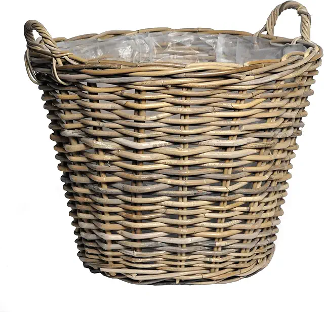 Panier à plantes en rotin naturel 42 cm avec anses - Décoration jardin osier