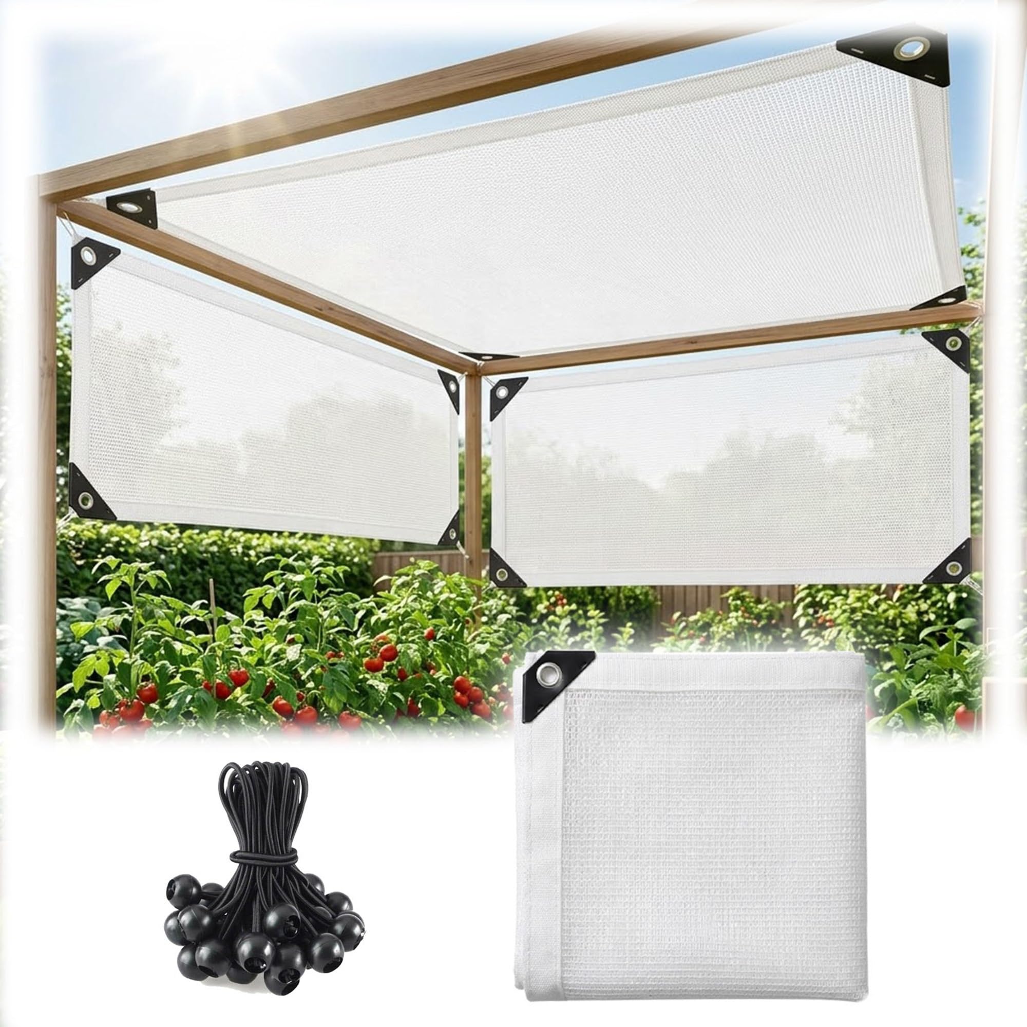 Voile Ombrage Blanc Filet D'ombrage avec Oeillets, pour Terrasse, Jardin