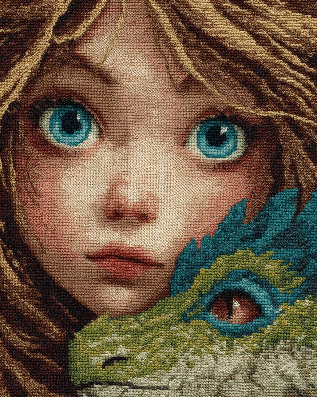 AMBATTERY Latch Hook Tapestry Kit Dragon and Girl 90x120cm