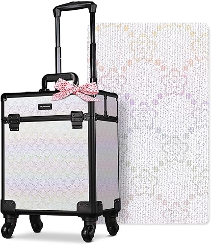 Vista 27 de BYOOTIQUE Cosmetology - Estuche rodante para almacenamiento de uñas, carrito de almacenamiento para maquillaje, maleta de peluquería de viaje