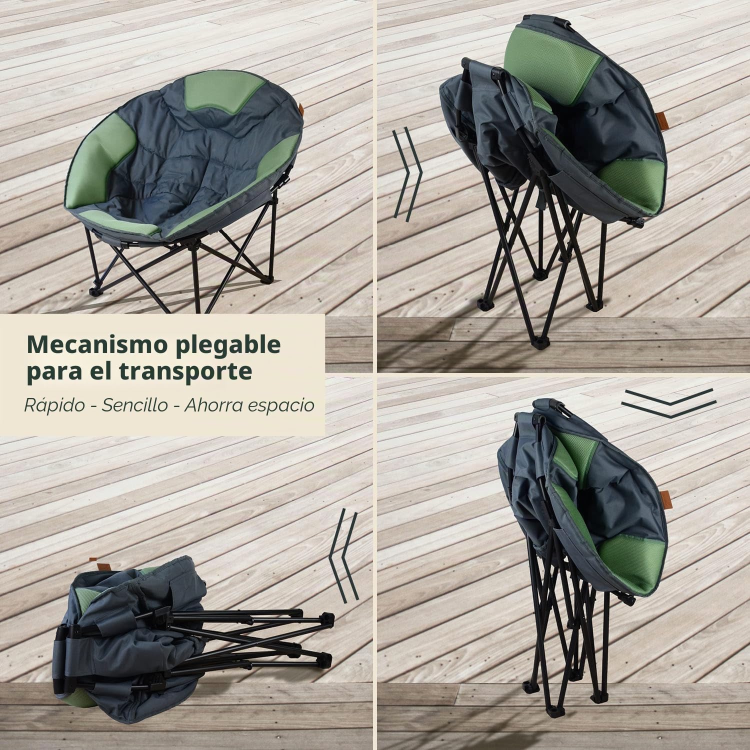 skandika Moonchair Deluxe XXL - Silla Plegable Muy cómoda y Estable en Formato XXL - Peso máx. del ususario hasta 150 kg - con Bolsa de Transporte (Verde)