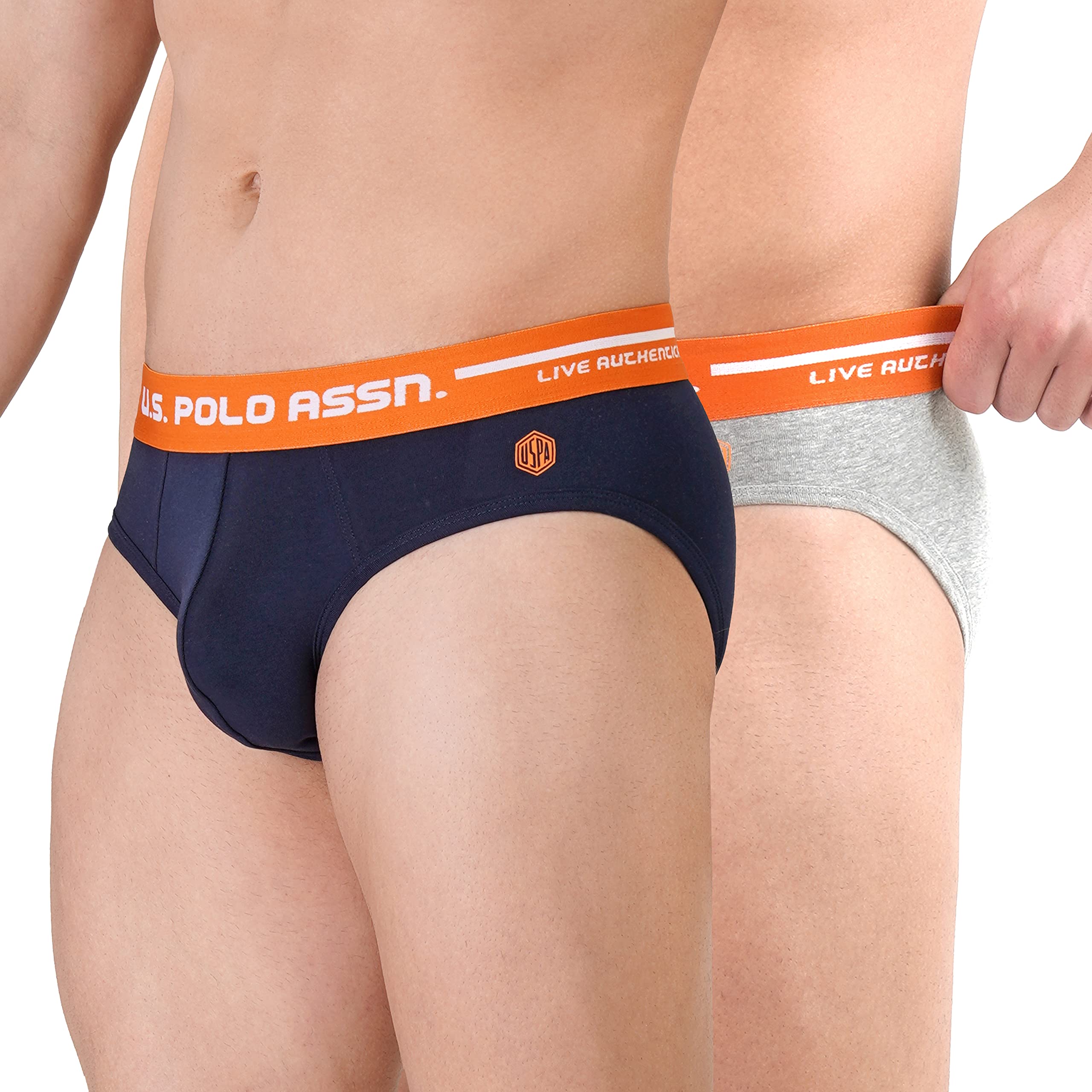 U.S. Polo Assn. Men Logo Waistband Cotton Stretch IYAH Briefs - Pack of 2