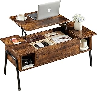 VECELO Wood Lift Top Coffee Table with Hidden Compartment...