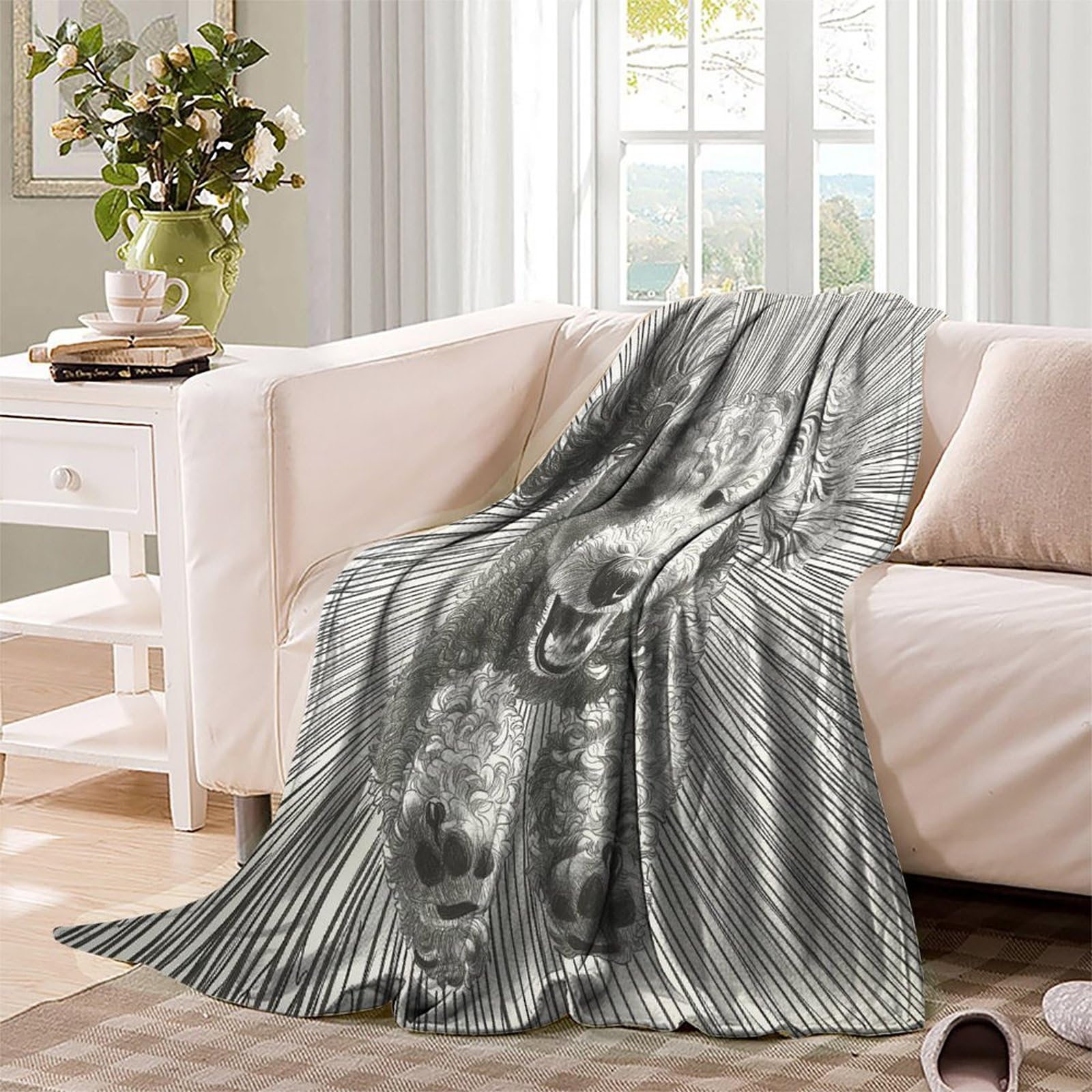 Pudel-Fleecedecken, für Herren und Damen, Erwachsene, Flanelldecke, 3D-Druck, Sherpa, atmungsaktiv, gemütlich, weich, warm, flauschige Decke, Plüschdecken für Bett, Couch, 150 x 200 cm
