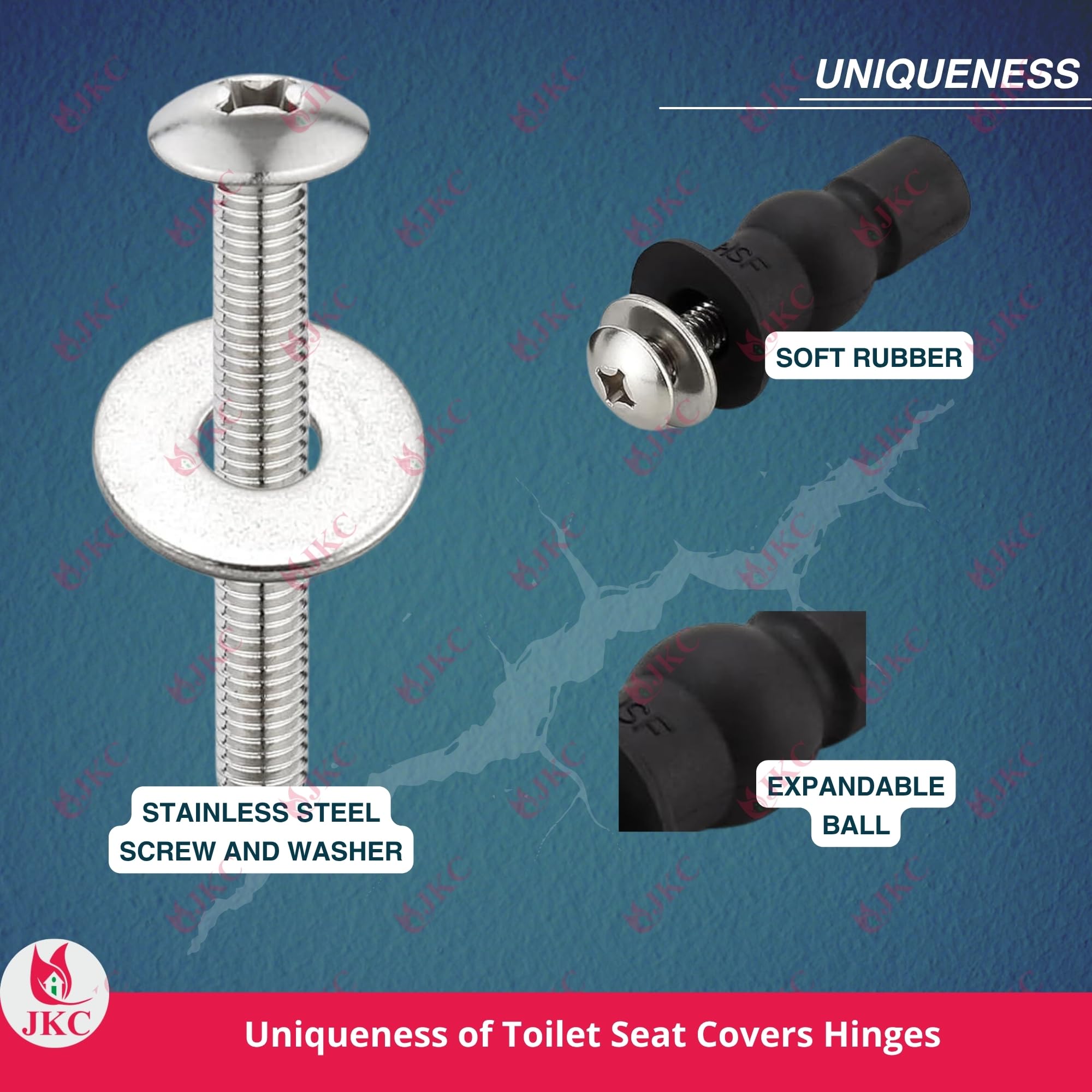 JKC SS Plastic Commode Seat Cover Hinges, Toilet Seat Screw Compatible with Toilet Seat Cover Hinges - 1 Pair (Left & Right) 3