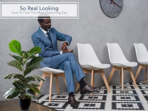 Miniatura 5 de Royal Imports Planta artificial de hoja de violín, árbol de higuera artificial de ficus, verde oscuro en maceta decorativa, 28 pulgadas de alto