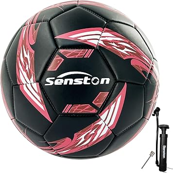 Senston Soccer Ball Size 5 with Pump for Training, Durable Stable Flight | All-Weather Use, Fade-resistant, Hard-wearing Surface, Anti-deform, Great Air Retention, Low Maintenance