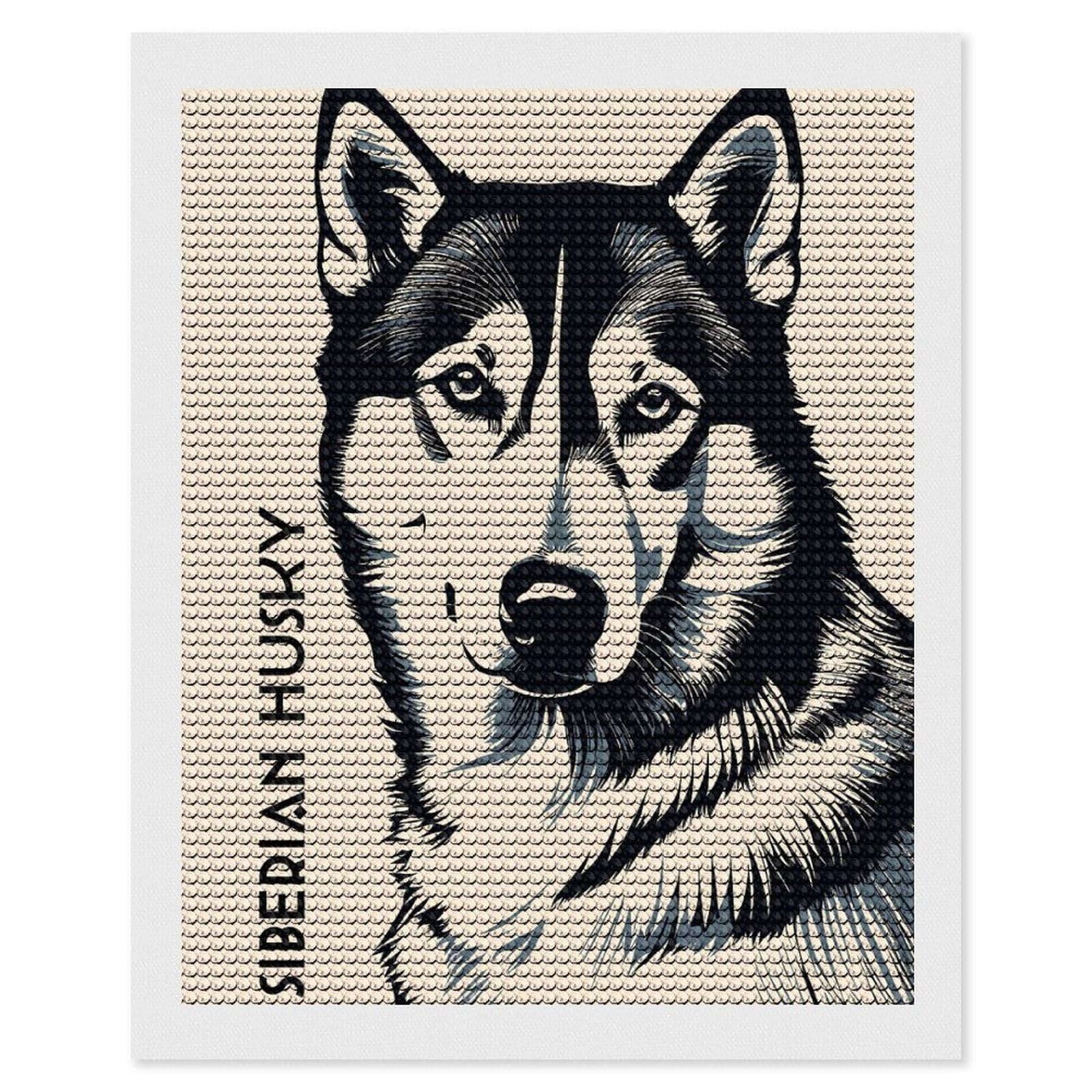 Junmoney Siberian Husky(2) Diamond Painting Set 16"x20", Holiday Gift Idea, for Creative Relaxation, Fun Craft Experience, Vintage Style Decor