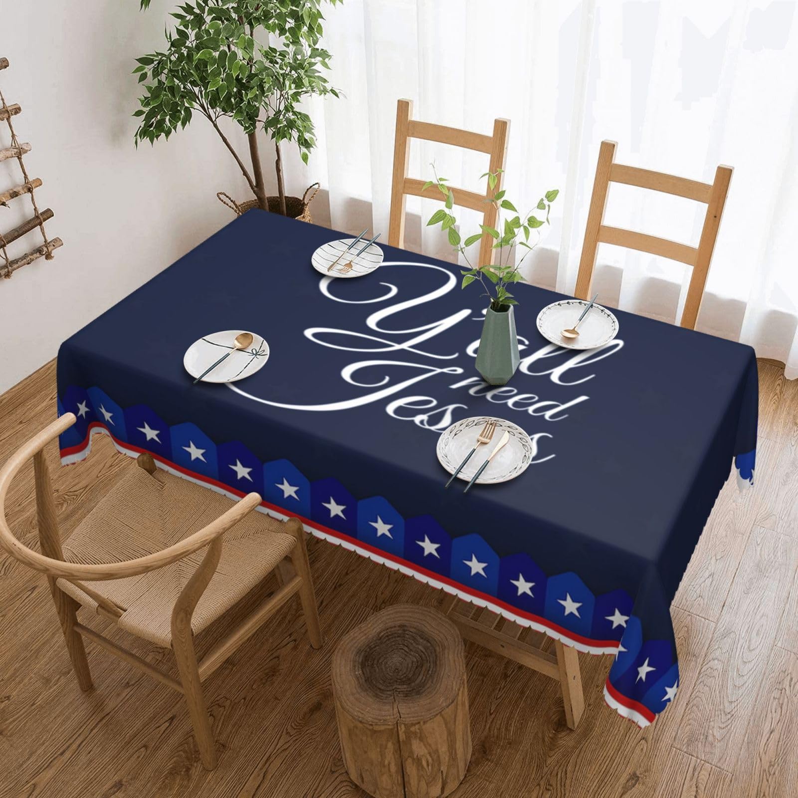 SMAZDFXX Y'all Need Jesus 54 x 72in Table Cloth,Polyester Rectangle Tablecloth for Kitchen Dining