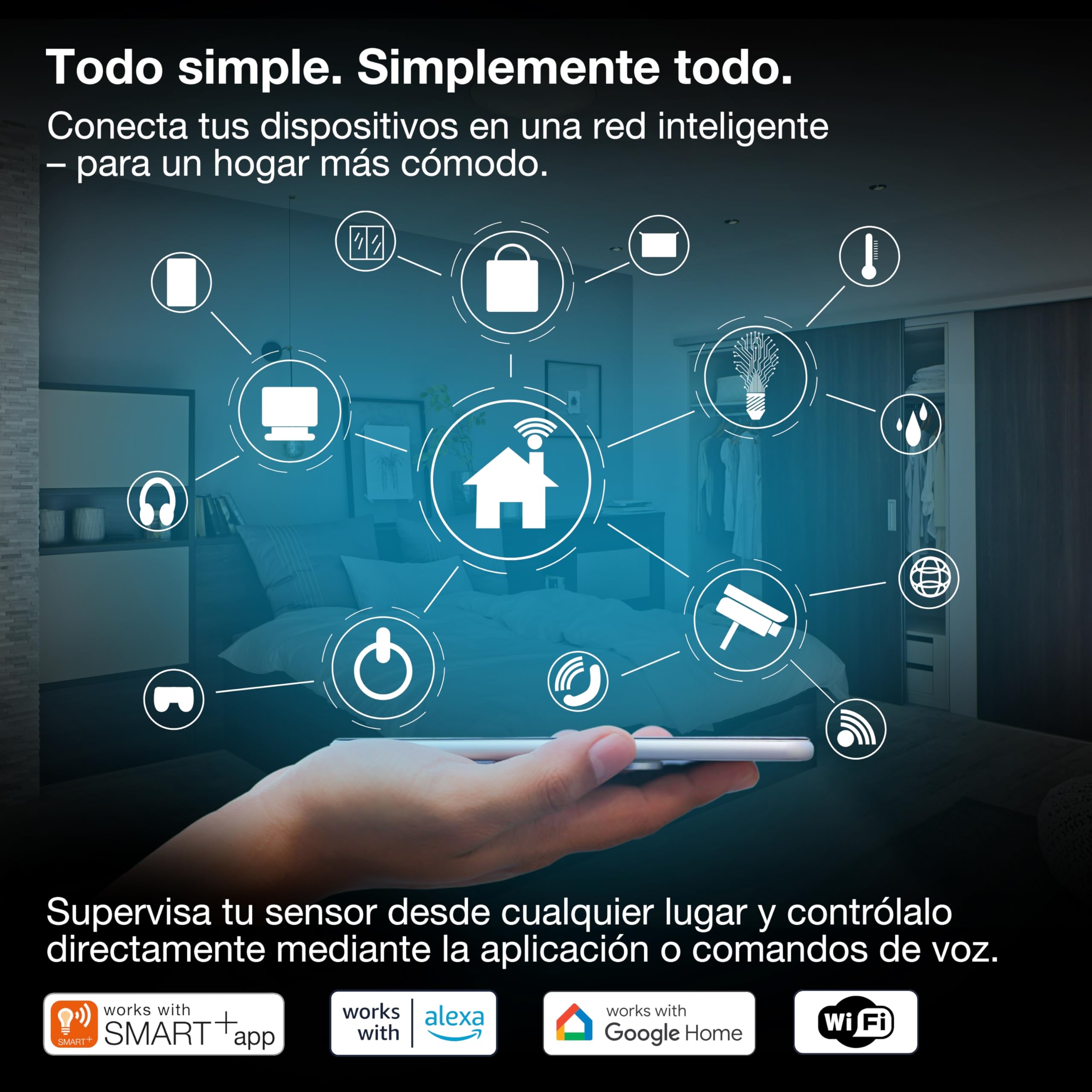 LEDVANCE SMART+ Sensor exterior para detección de movimiento con tecnología WiFi y célula solar, paquete de 4