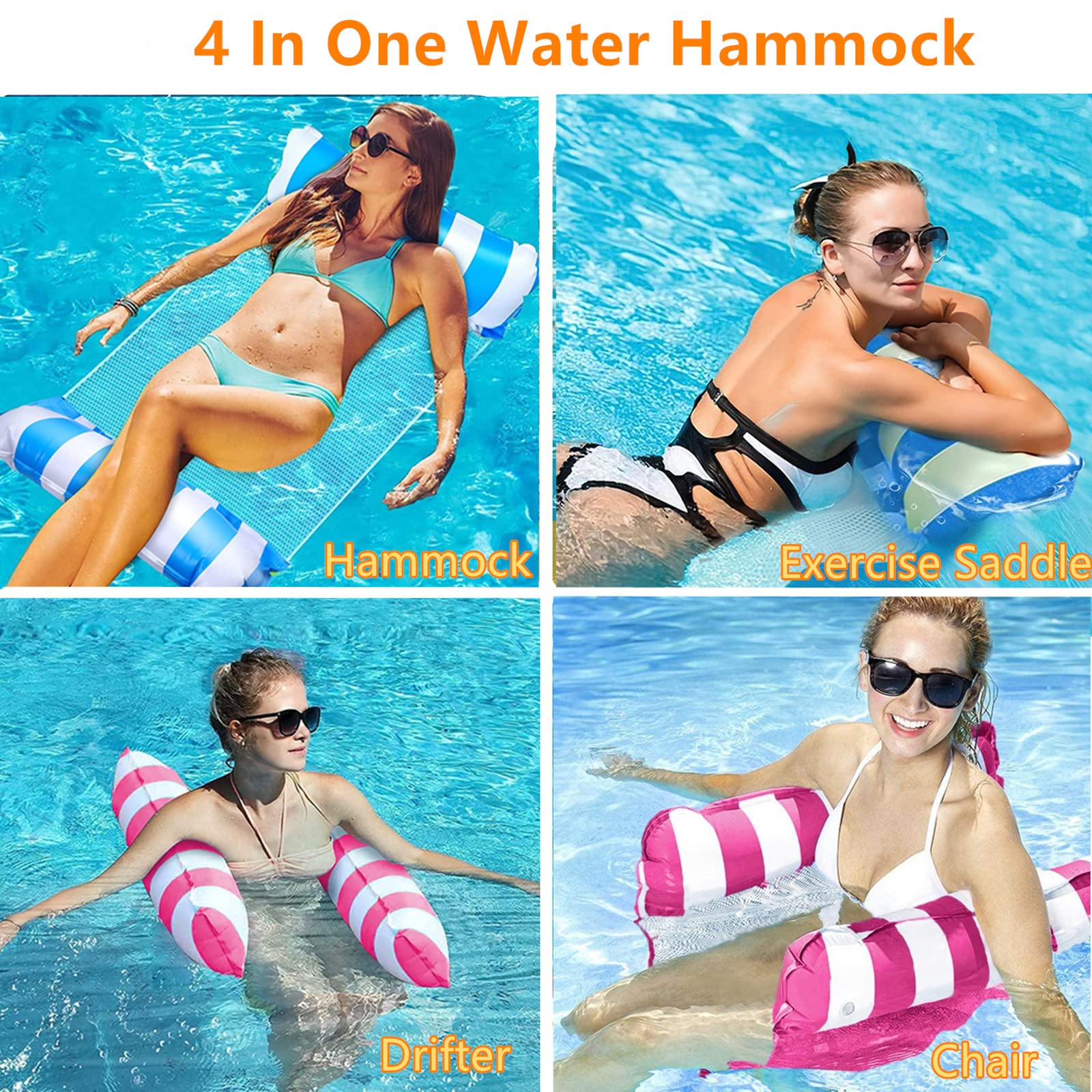 2Pack Inflatable Pool Floats Hammock - Image 2