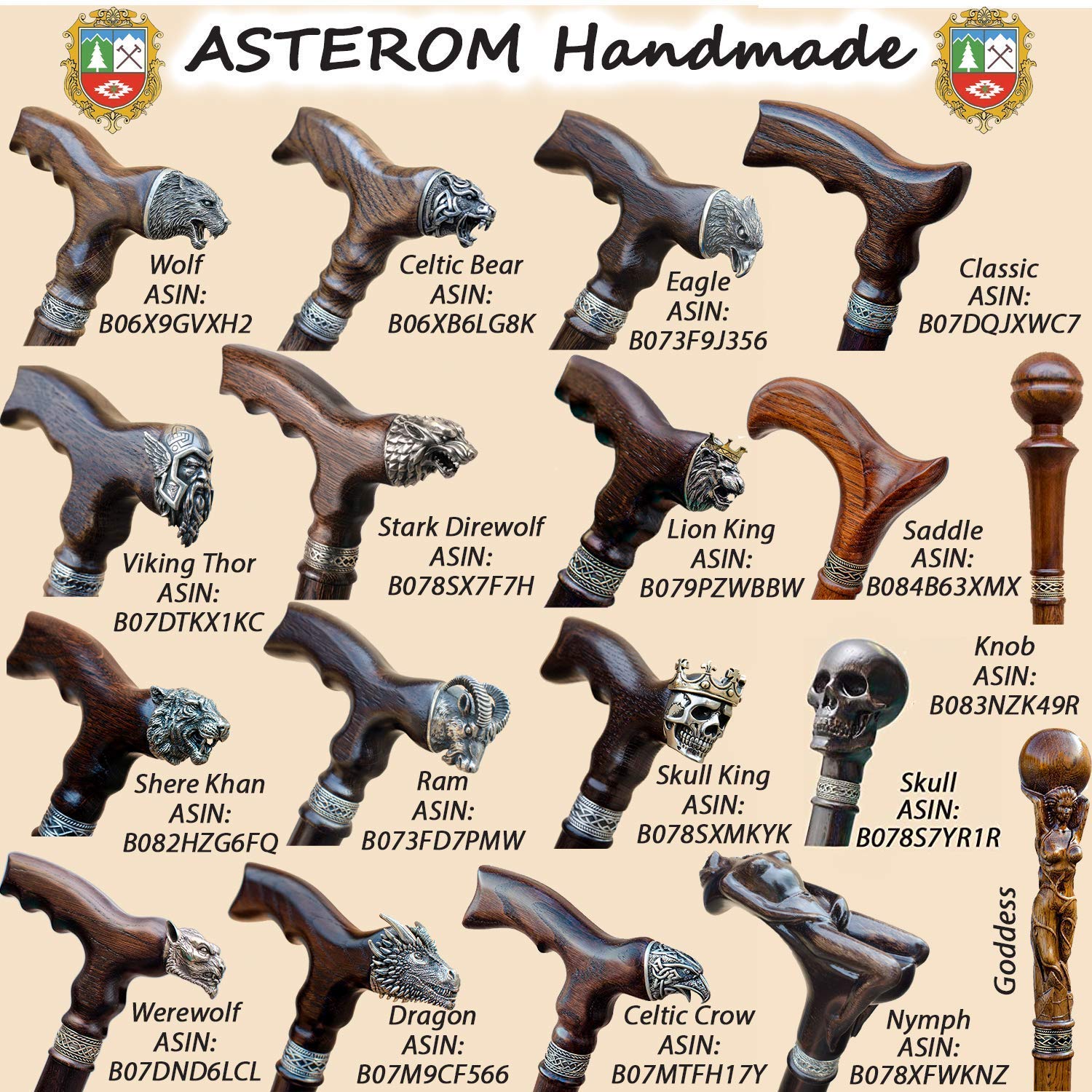 Unique Wooden Walking Cane for Men Lion King Carved Wood Canes