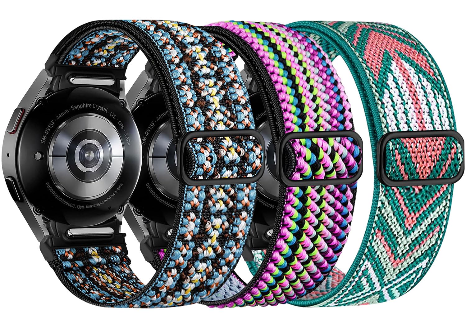 Chinbersky 3 Stück Nylon Armbänd Kompatibel mit Samsung Galaxy Watch 7/6/5/4/FE Armband 40mm 44mm/Galaxy Watch5 Pro Armband/Watch 6 4 Classic 43mm 47mm 42mm 46mm, Ein Klick Sport Elastische Ersatzband