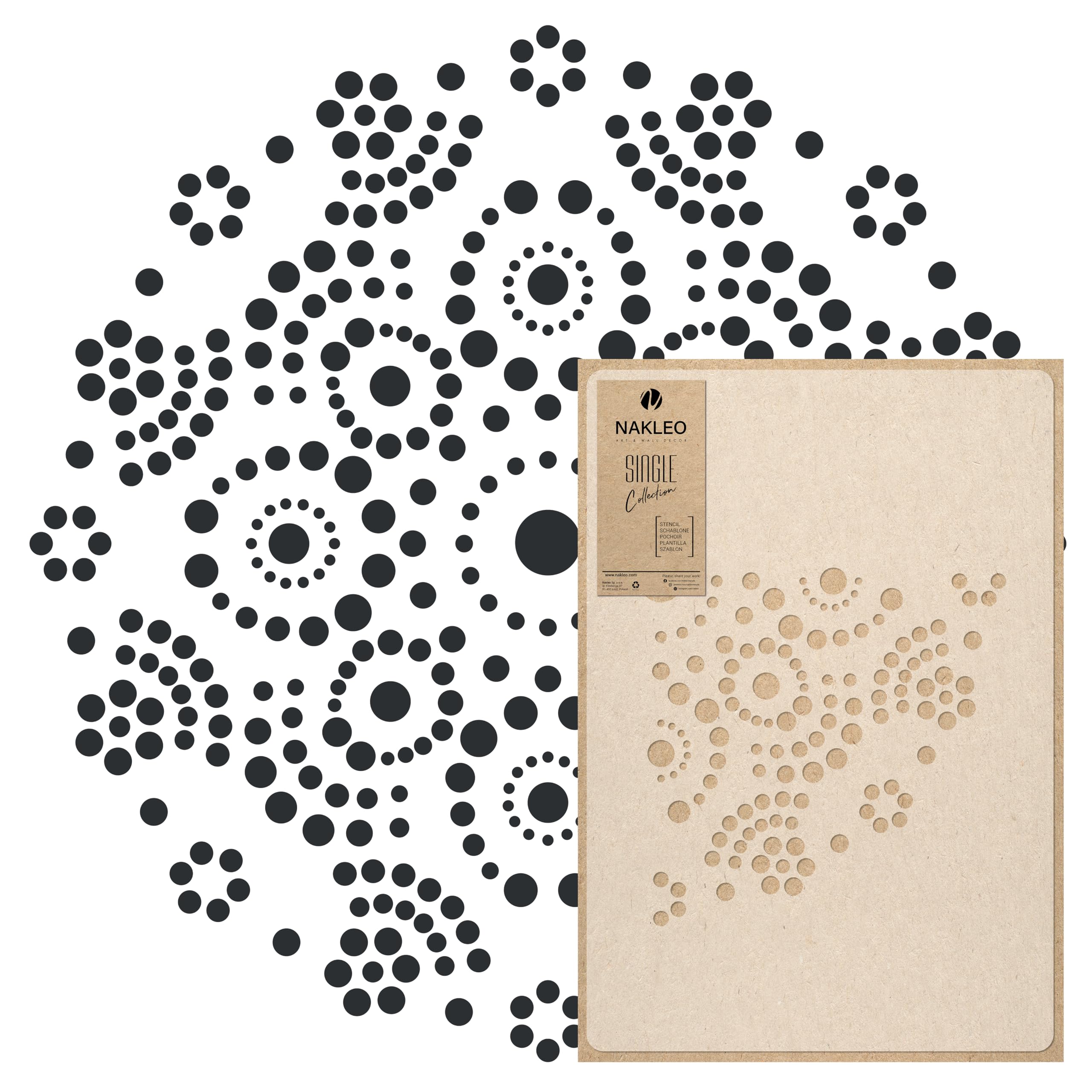 NAKLEO Painting Large Stencil, Diameter 105 cm, Aboriginal Dot Mandala Stencil, Reusable Plastic Template, Art Craft DIY, Big Geometric Orient Pattern for Painting Wall Floor Wood Fabric Furniture