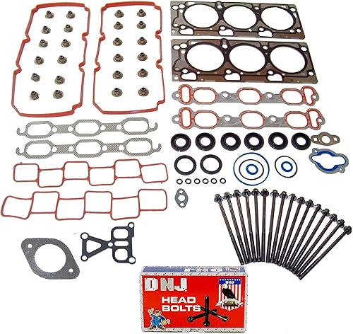 DNJ HGB1151 Juego de juntas de culata con kit de pernos de culata para Chrysler 2007-2010, Dodge 300, Avenger, Challenger 3.5L V6 24V SOHC 3497cc