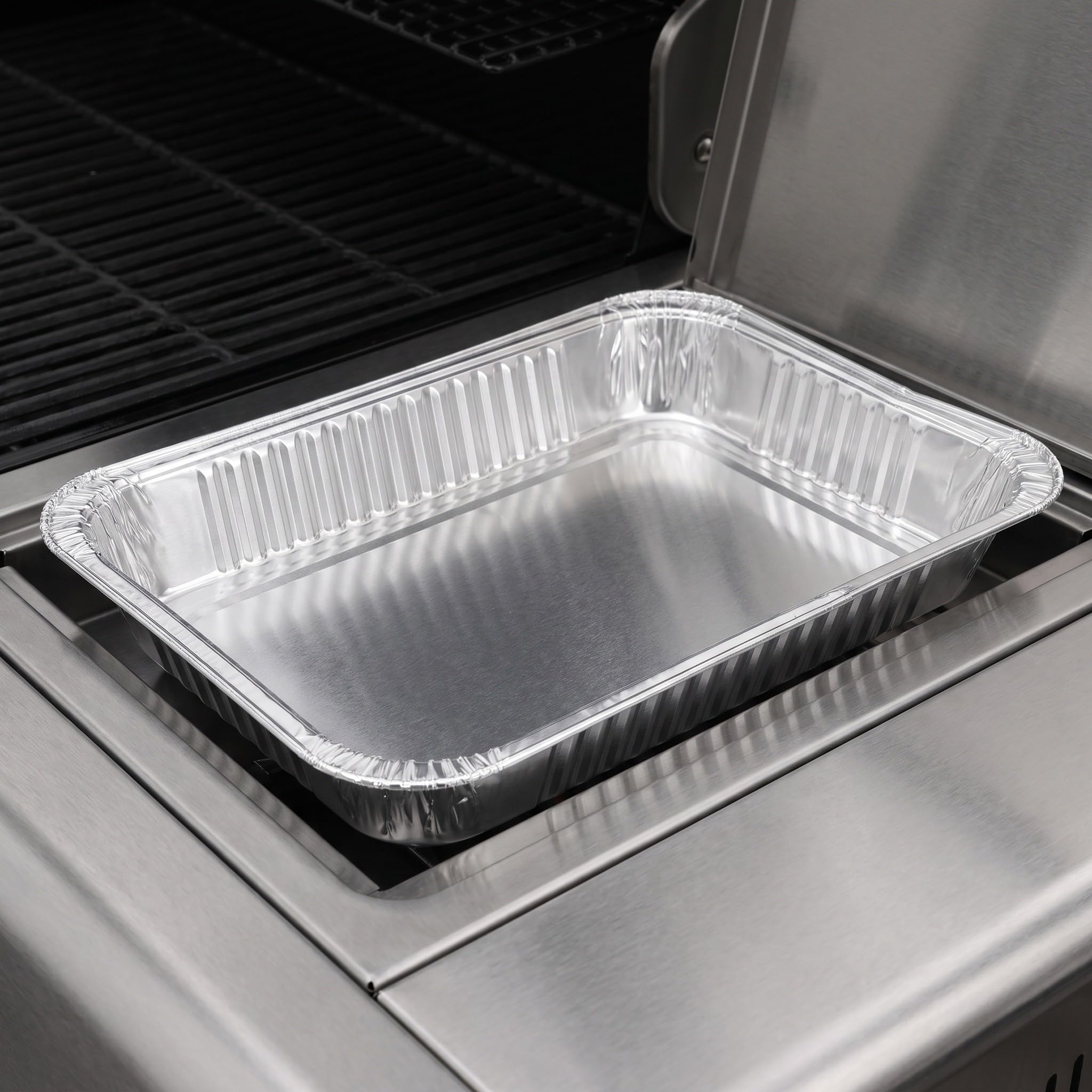ibasenice 20 vaschette monouso in Alluminio, 830 ml/28 oz, per Raccogliere | Teglie raccogligocce rettangolari, vassoi in alluminio per cuocere al forno, arrostire, preparare i pasti, conservare gli