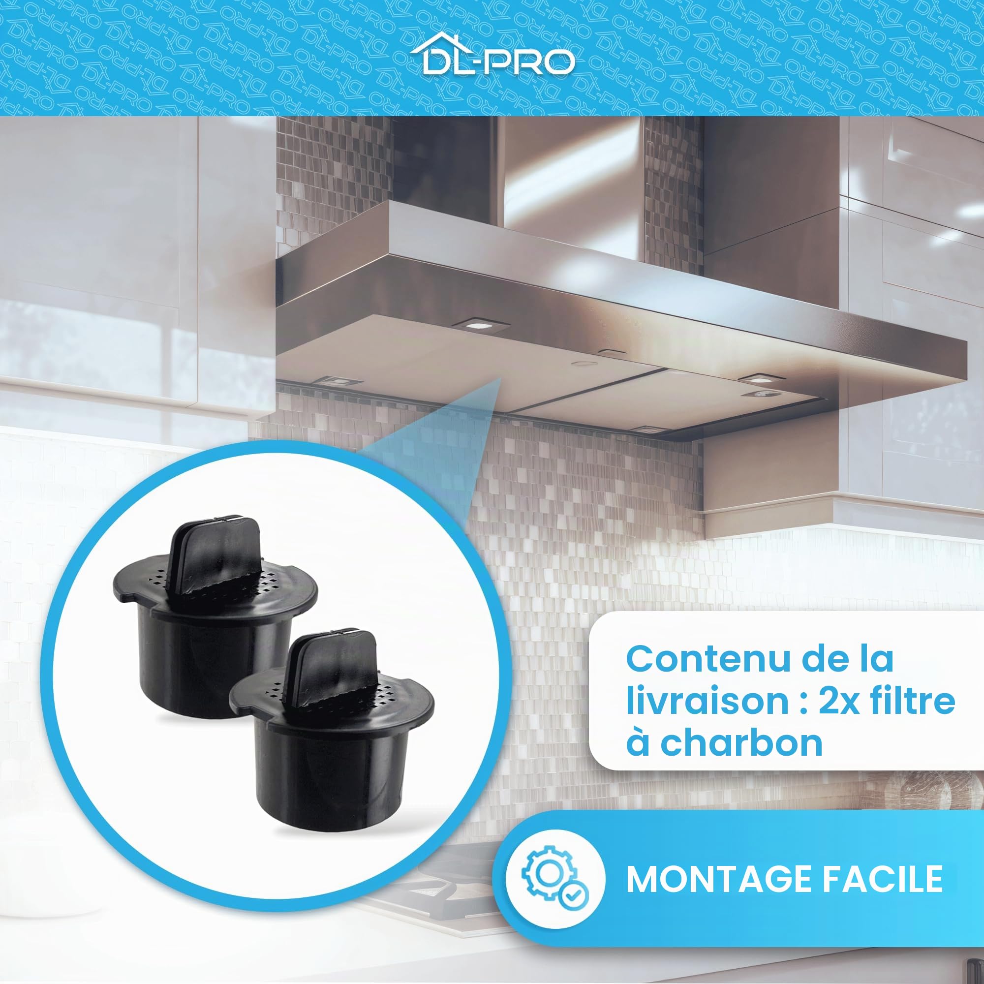 DL-pro Lot de 2 filtres à charbon actif ronds compatibles avec Liebherr 7433243 - 51 mm - Pour réfrigérateur à vin, réfrigérateur, congélateur