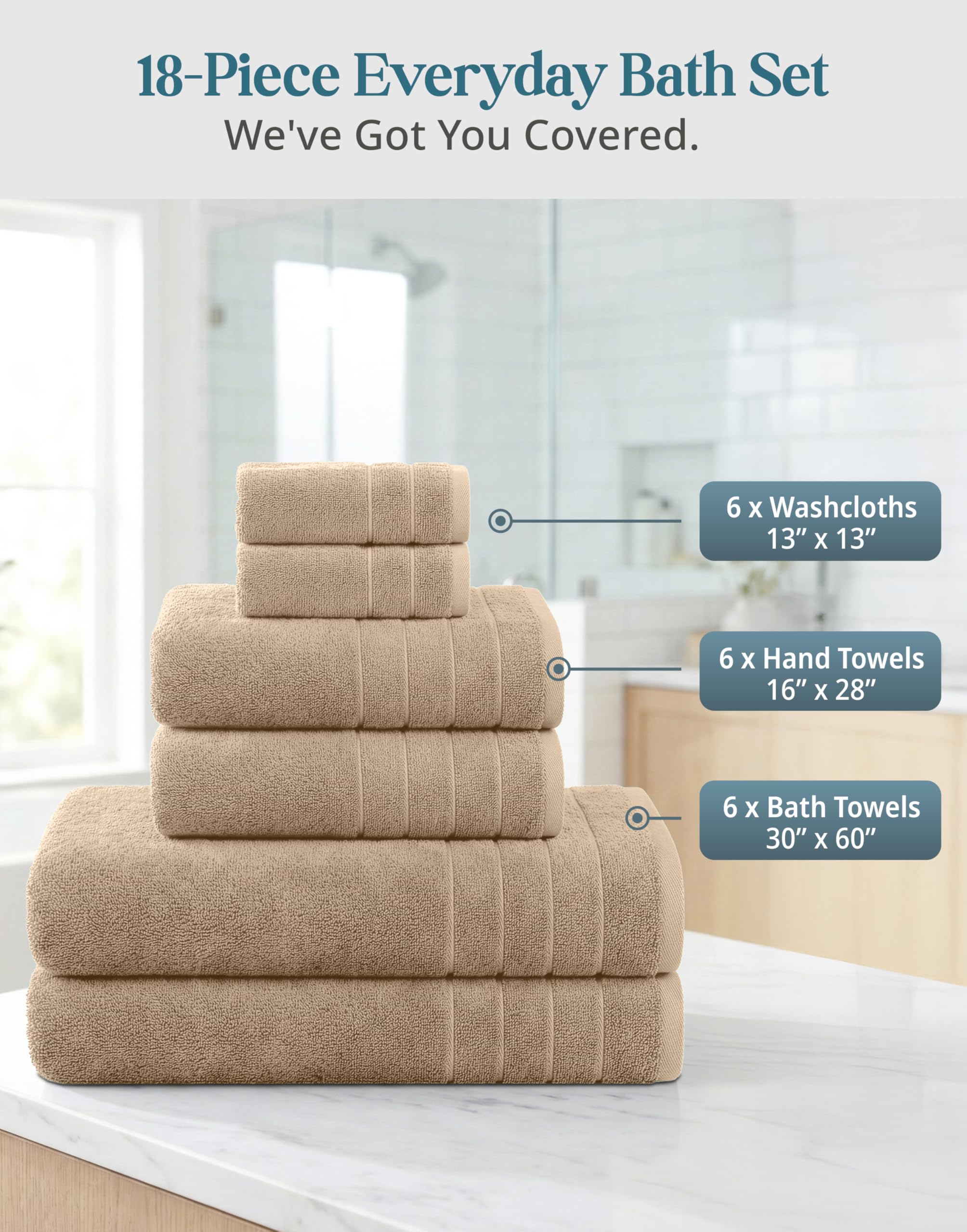 KIDUL 240 & PELIGAN 22OF セット Amazon.com: Casa Platino 18 Pcs 100% Cotton Towel Set - Soft