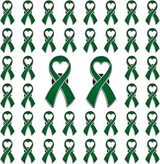 50 Pcs Heart Ribbon Pin, Health Awareness Lapel Pin with Silicone Clasp Hope Ribbon Brooch Hope Pins for Decoration