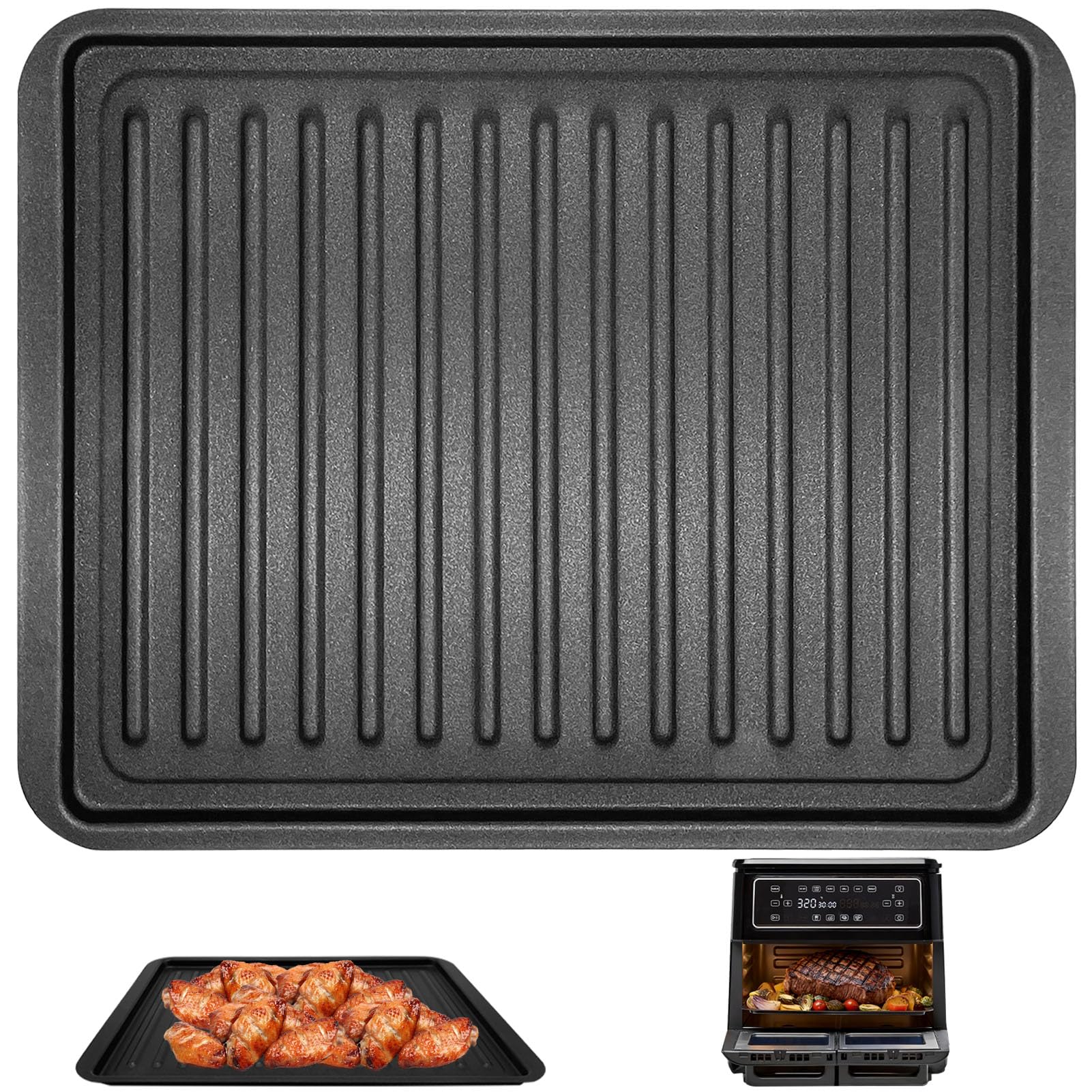 GCQ Air Fryer Replacement Rack for Breville Halo Flexi Air Fryer, 12''×9.45''×1'' Steel Air Fryer Accessories Replacement Parts Roasting Rack Grill Racks Baking Tray，Dishwasher Safe
