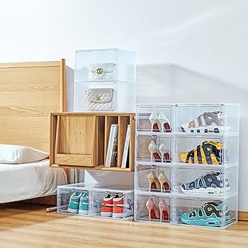 Thicken & Sturdy Clear Shoe Storage Boxes, 9 Pack Large Drop