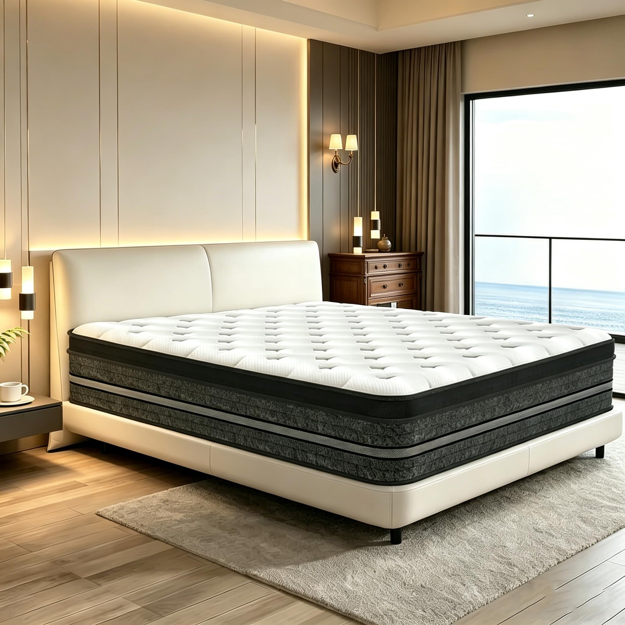 Colchón Viscoelástico 140 x 200 cm, Altura 30 cm, Muelles Ensacados Individuales con Espuma Viscoelástica, Alta Densidad, Transpirable e Hipoalergénico, Bordes Reforzados, Ortopédico, Envío en Caja