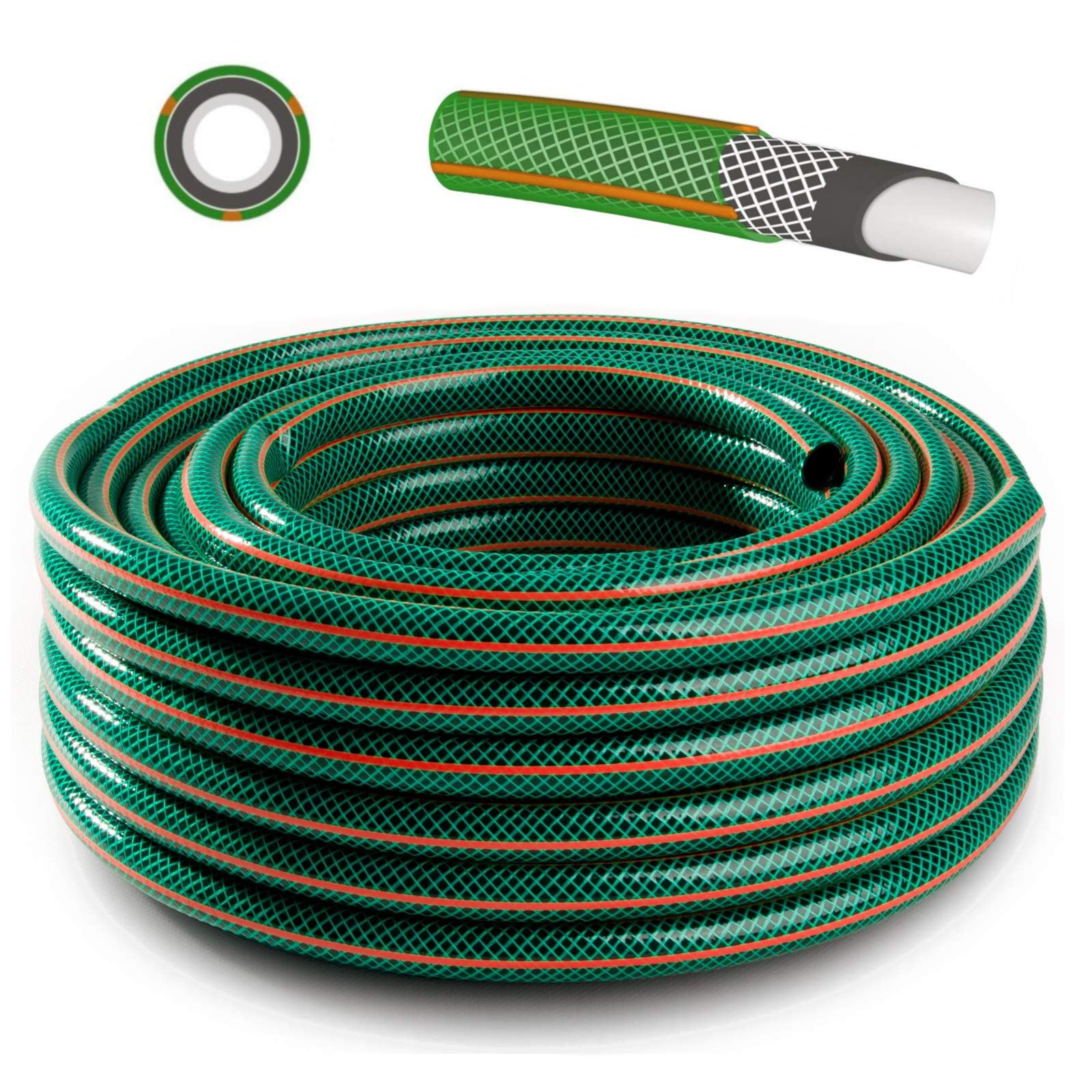 All4you GARTENSCHLAUCH 1/2 3/4 1 Zoll 20 m 30 m 50 m grün WASSERSCHLAUCH Schlauch (1" Zoll, 50m)