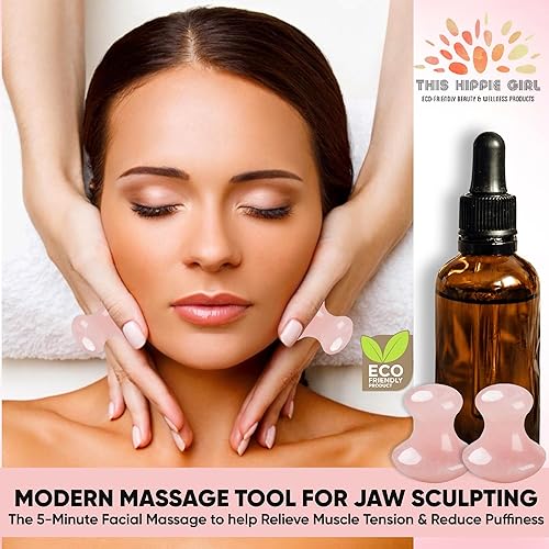 Miniatura 2 de This HIPPIE GIRL  Juego de hongos Gua Sha  Herramienta de escultura de mandíbula  Herramienta de masaje de tonificación facial de cuarzo rosa y
