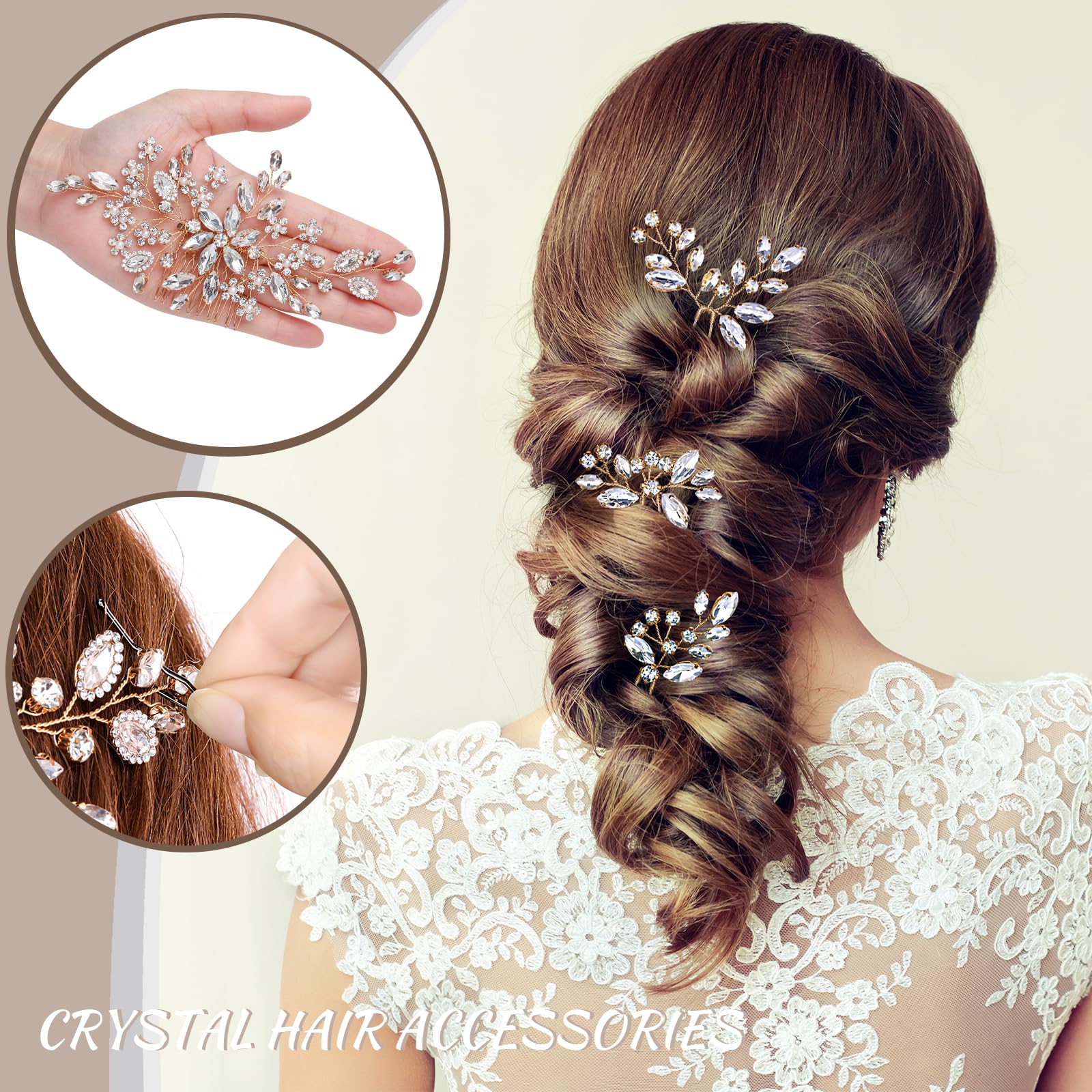 IRYCSSCE Hair Accessory, Wedding hair piece SETS for Brides