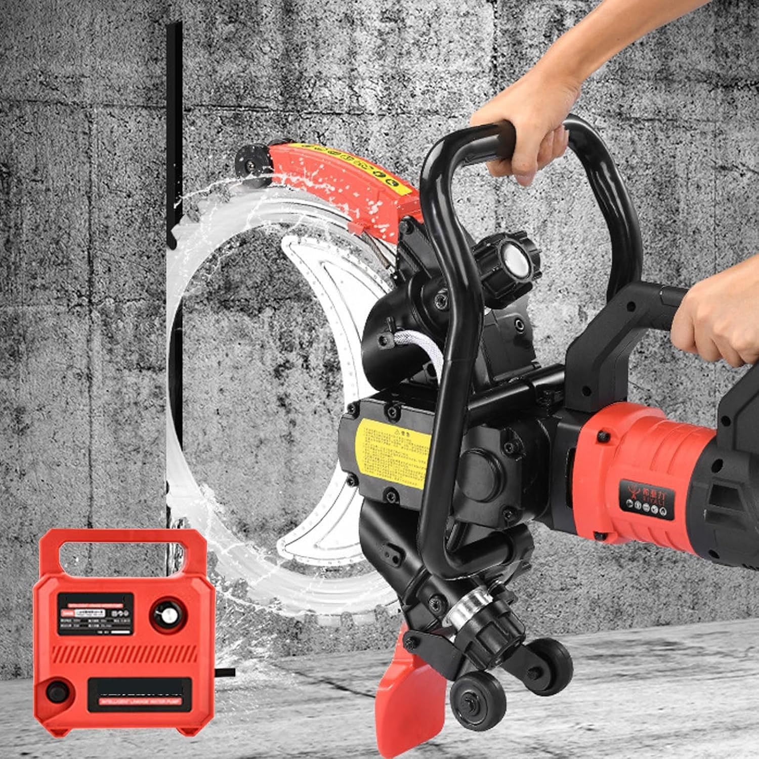 Sega Elettrica Calcestruzzo Sega Circolare Senza Spazzole, Sega Ad Anello per Calcestruzzo, Sega per Scanalature Pareti in Calcestruzzo con Alimentazione Ad Acqua,9500W