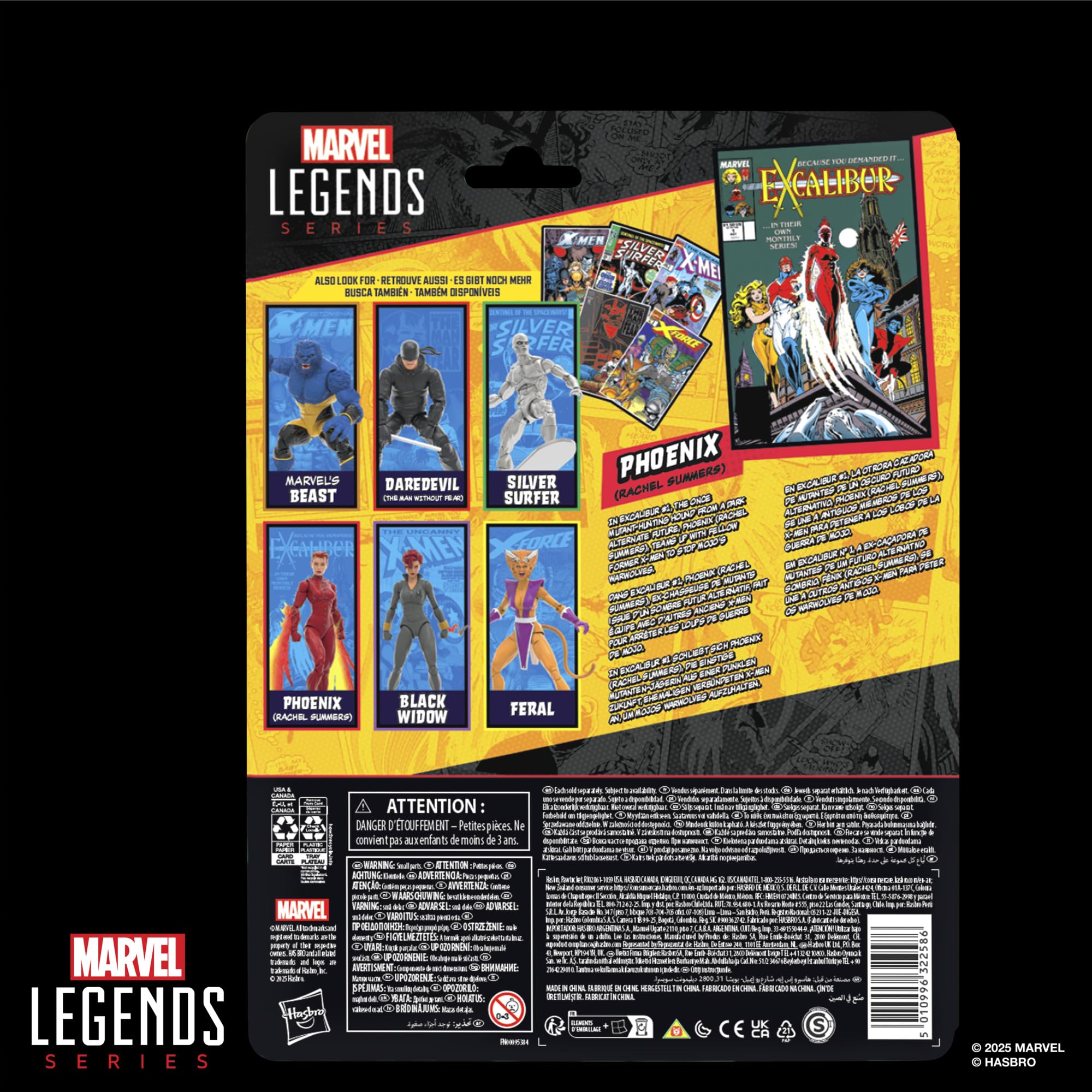 Phoenix (Rachel Summers) z serii Marvel Legends, figurka kolekcjonerska X-Men w skali 15 cm z dużym zabawkowym komiksem, inspirowana komiksem Excalibur nr 1 (1988)