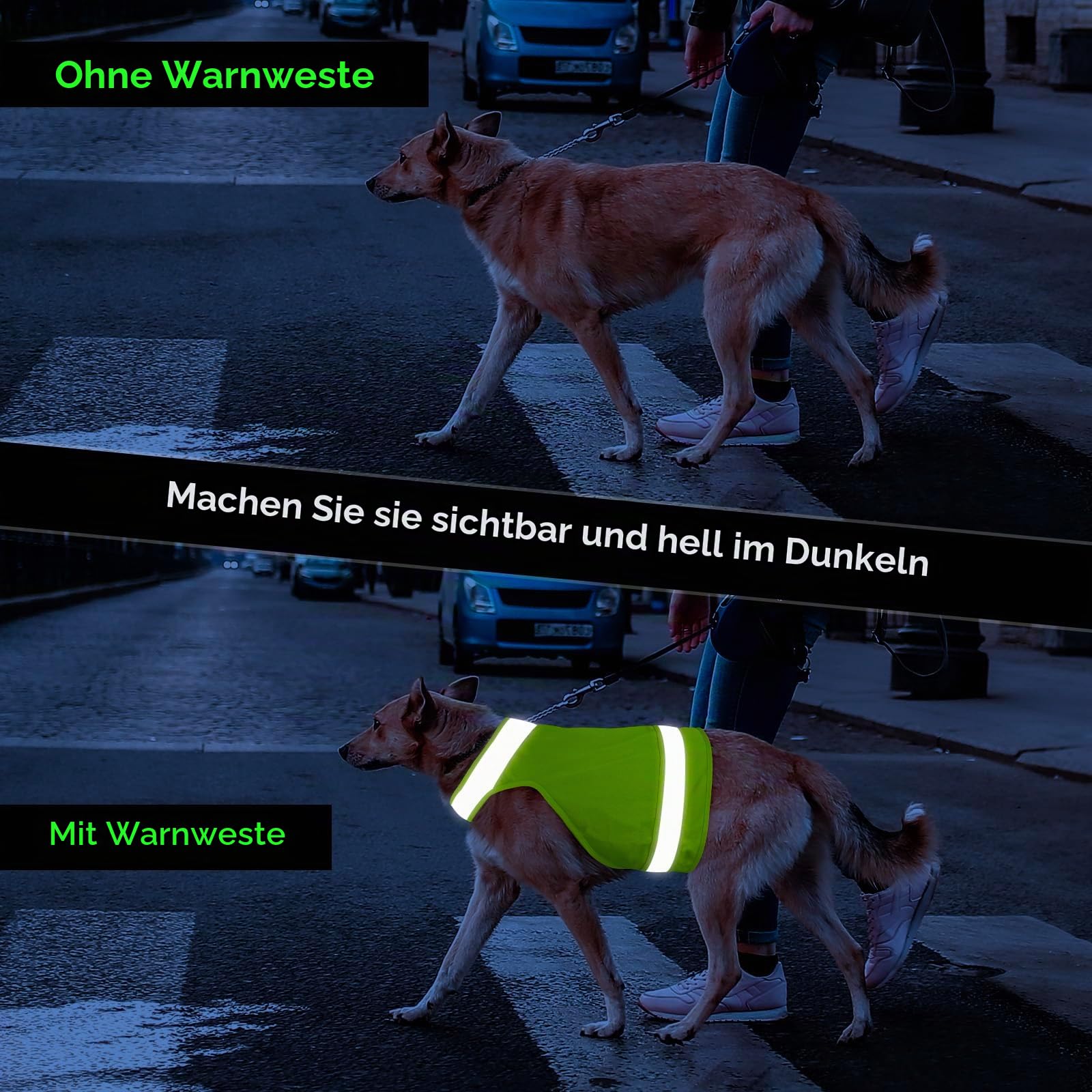 Sicherheitsweste für Hunde, fluoreszierende Jagdweste, reflektierender Hundemantel für nächtliche Spaziergänge, Jagd, Training, Joggen, 2er Pack, Orange, L
