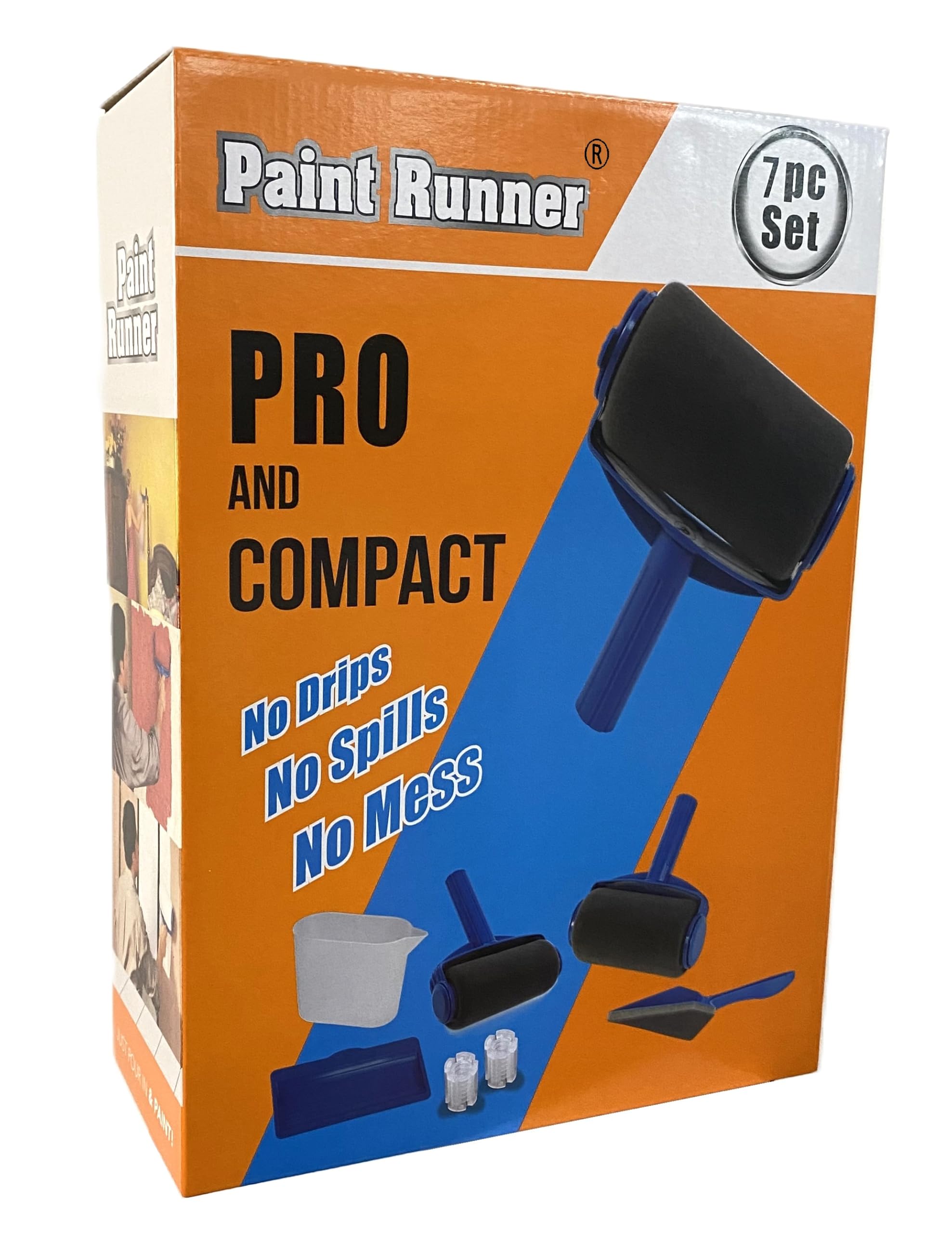 a Registered Trademark, 7pc Set - A self-contained Painting System, Paint continuously Without Dipping & Dripping and no Mess. Made in Indonesia. The Original just got Even Better.