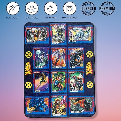 Miniatura 5 de Marvel X-Men Trading Cards Super Heroes by Jim Lee - Manta de forro polar de franela súper suave y ligera, 45 x 60 pulgadas