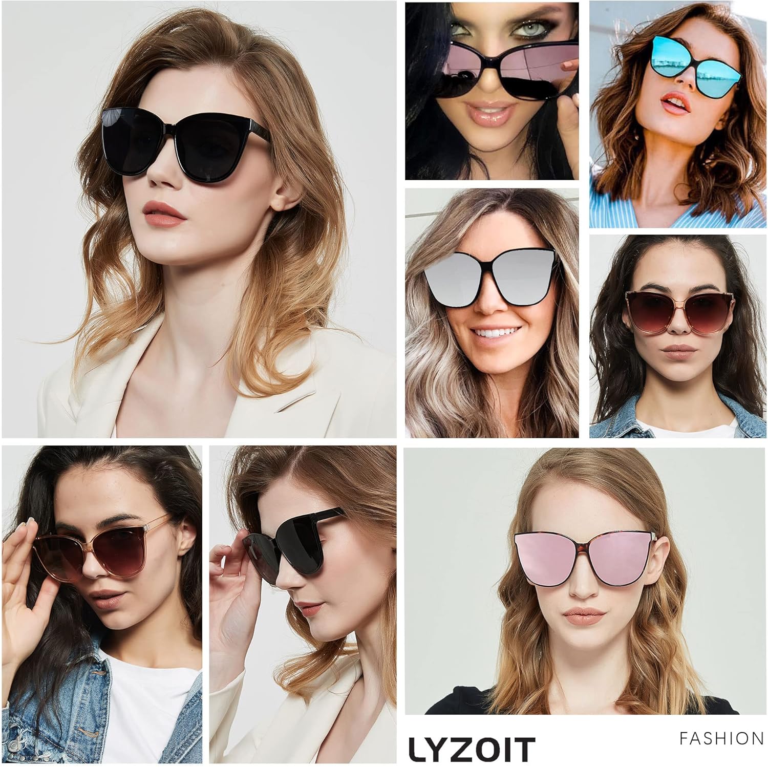 LYZOIT Oversized Cat Eye Sunglasses for Women Big Large Cateye Frame Shades 2 Pack Fashion Vintage Sun glasses - Image 4