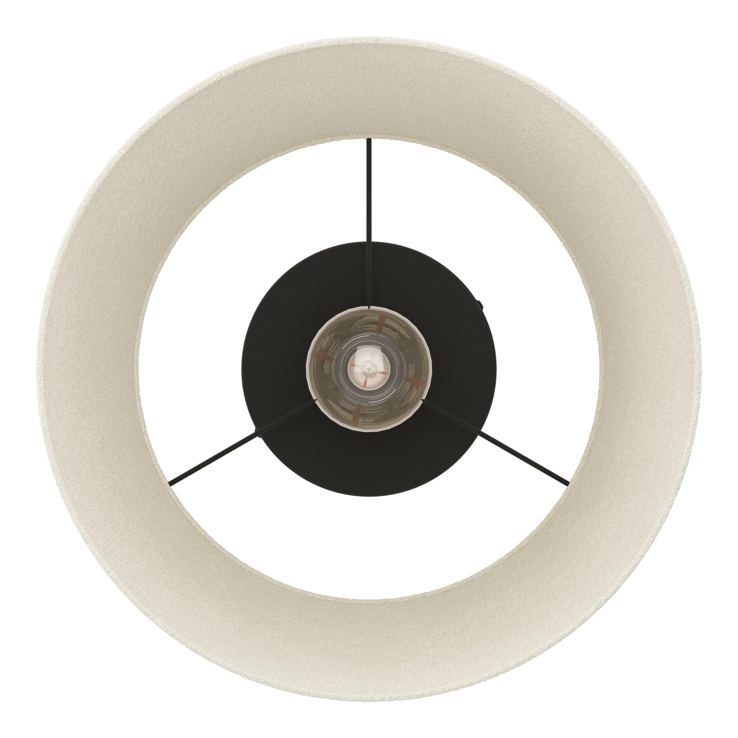 Eglo Luminaire plafonnier Febres, lampe de plafond en tissu bouclé | éclairage de salon en métal noir et textile blanc, douille E27, Ø 35 cm